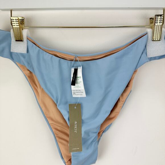 J.Crew Curved Waist Cheeky Bikini Bottom Beach Swim Minimalist Blue Large NWT - Picture 4 of 13